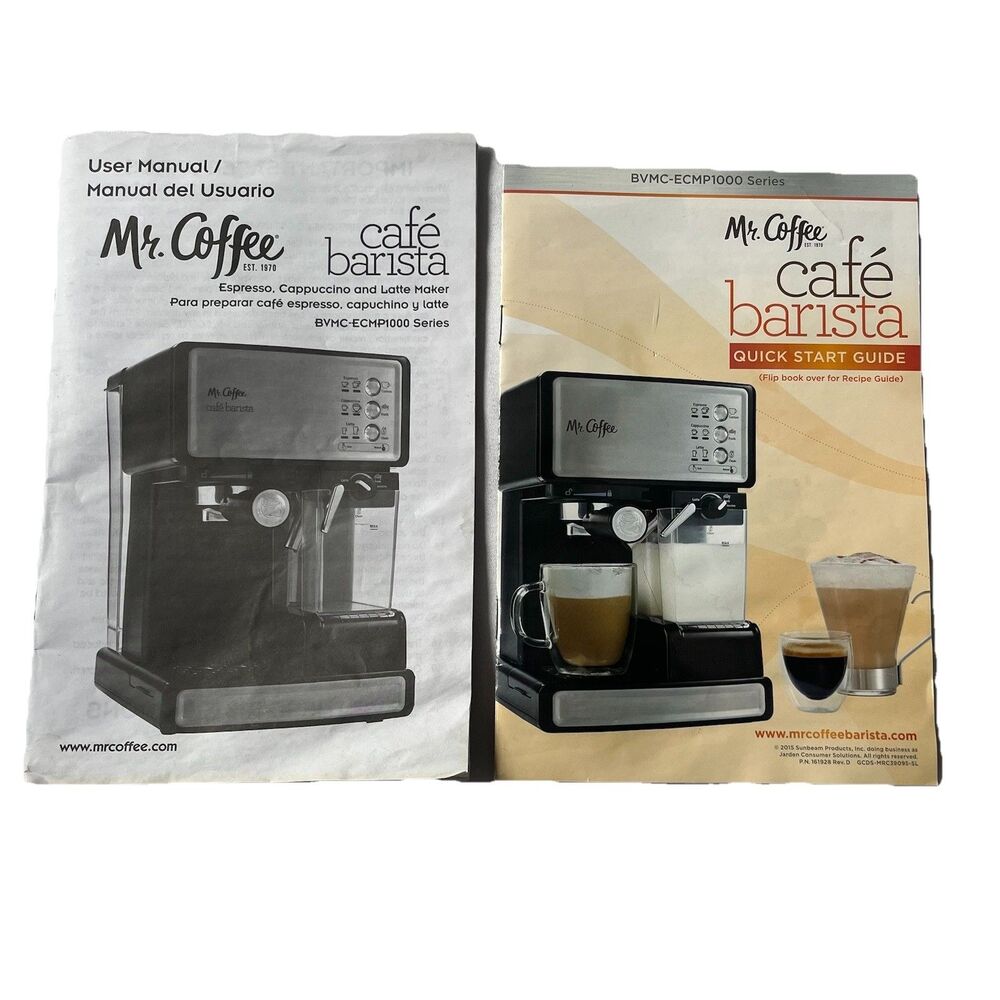 Mr Coffee Cafe Barista Espresso Machine BVMC-ECMP1000 User Manual Book Recipes